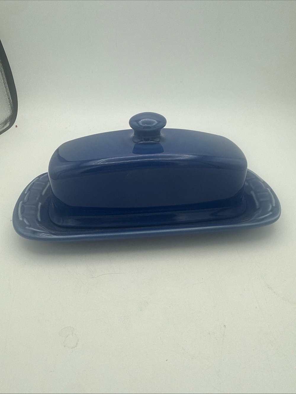 Blue Ceramic Butter Dish with Lid